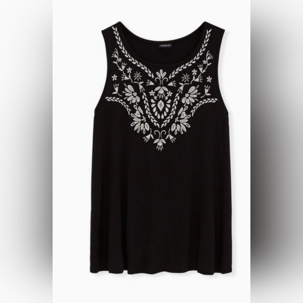 Torrid - Black embroidered tank